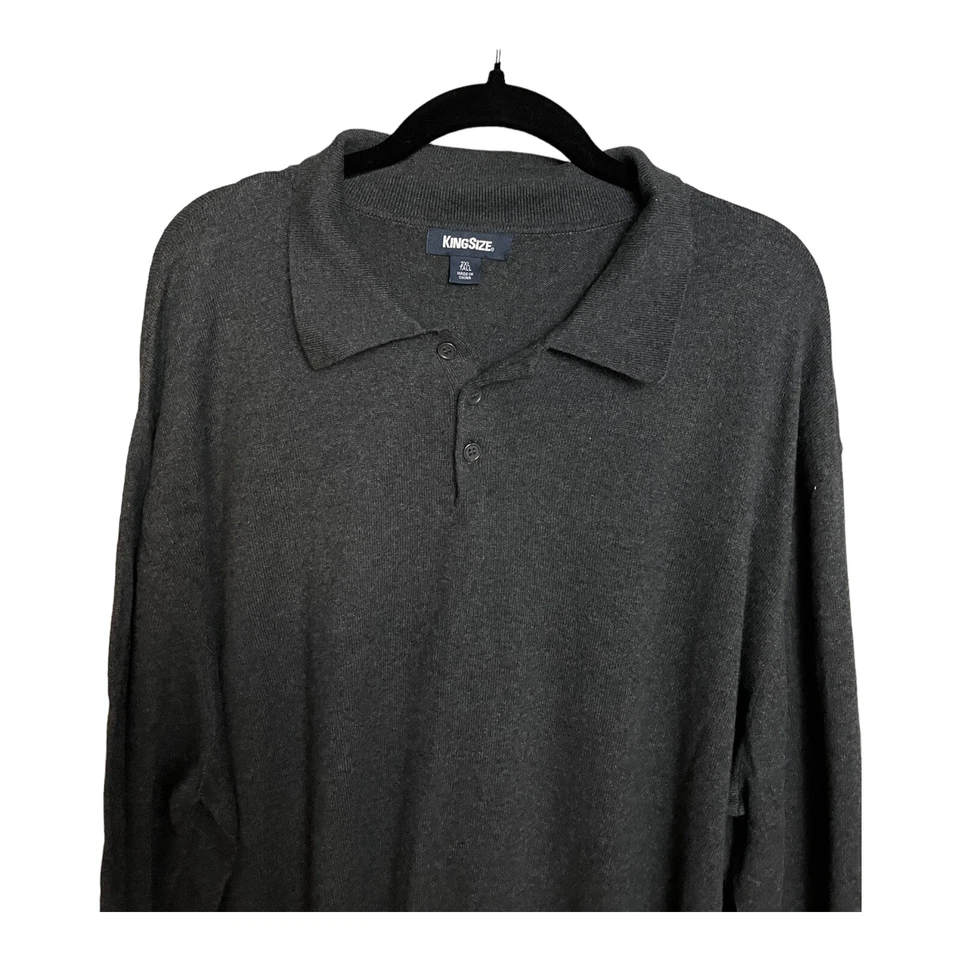 Kingsize Gray Cotton Wool Blend Long Sleeve Dress Shirt Size 2XL Tall - Image 4 of 4