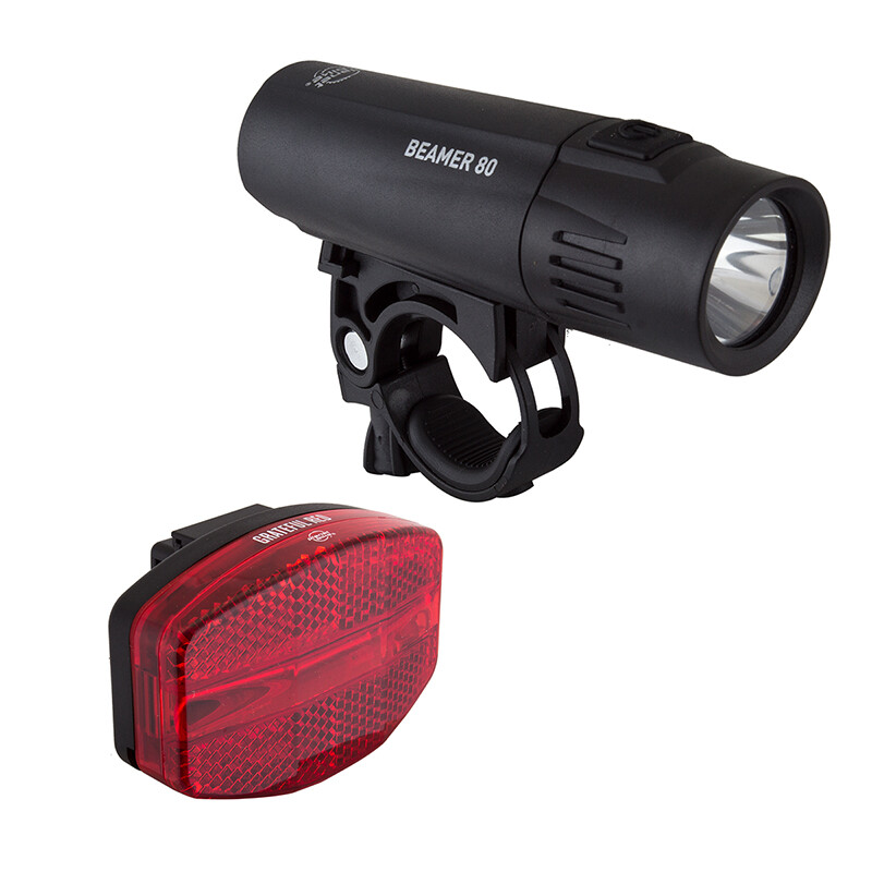 Planet Bike Beamer 80 Bicycle Headlight & Grateful Red Bicycle Taillight Set  