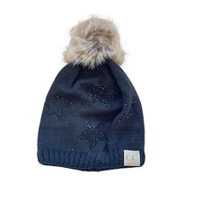 C.C Kids Star Rhinestone Beanie W. Faux Fur Pom