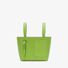Valextra Soft Bucket  Bag Apple Green Grained Texture Calf Leather