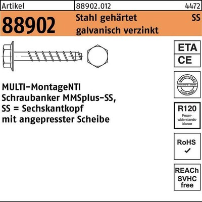 HECO SCHRAUBEN Schraubanker R 88902 MMSplus-SS 16 x 120/20 Stahl gehärtet gal...