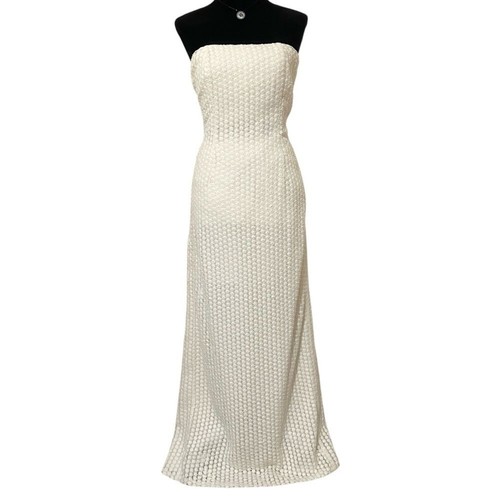 ANN TAYLOR Elfenbein Guipure Spitze Trägerlos Maxi Brautkleid 2 - Bild 2 von 16