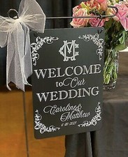 Wedding Welcome Sign 12 x 18 Aluminum Engraved Etched Garden Flag Yard Sign