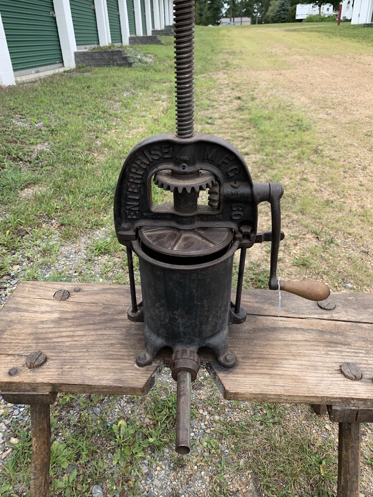 Enterprise MFG. Co. Cast Iron Sausage Stuffer Fruit Press With Stand
