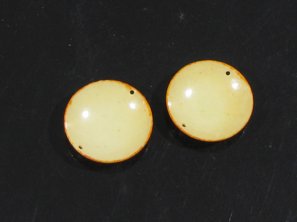 2 Antique CELLULOID DOMED BUTTONS - ORANGE, TEAL, GOLD - FLORAL - Image 4 of 4