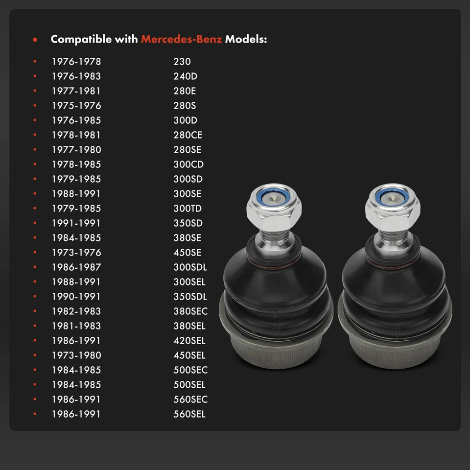 2x Rótulas inferiores delanteras para Mercedes-Benz 240D 280E 380SE 450SE 500 560SEL Foto 2 de 4