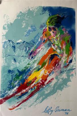 Leroy Neiman World Class Skier Hand and plate Signed Serigraph on