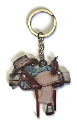 SADDLE on Fence Rail Acrylic Key Chain Ring
