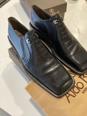 Aldo Brue Men Shoes Vintage Luxury Black Size 8 Italian  display picture 3