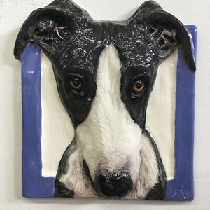 Greyhound Whippet Puppy Dog Ceramic Tile 3d Pet Portrait Sondra Alexander Art