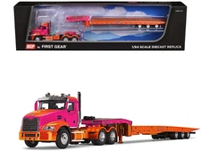Mack Pinnacle Day Cab w/ Talbert Trailer Orange & Fuchsia 1/64 DCP/First Gear