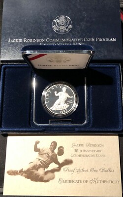 1997-S $1 Jackie Robinson Proof Commemorative Silver Dollar | eBay