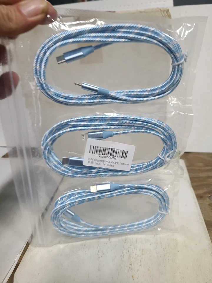 3pack USB C to Lightning Cable 6ft PD Charging for iPhone 13/12/11 MFi Certified - Image 2 of 4