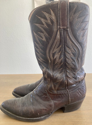 Vintage Dan Post teju lizard western boots size 11 VINTAGE DAN POST BLACK TEJU LIZARD COWBOY BOOTS 16830  main image 2