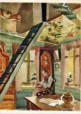 Old postcard AK NORWAY Et typisk Hallingdalsinterior med radiant farger (257895)