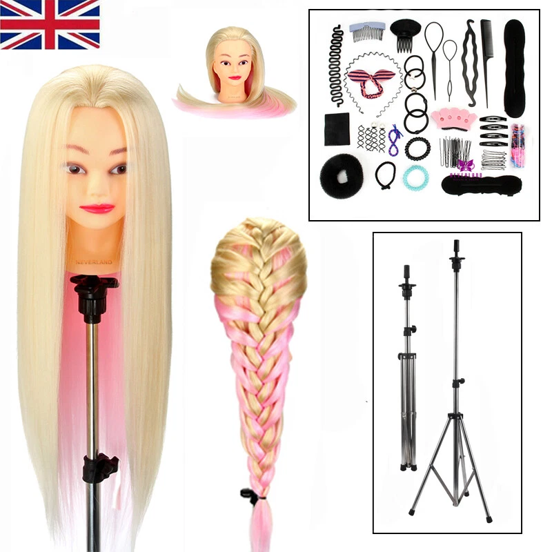 26 Inch Colorful Synthetic Long Hair Hairdressing Cosmetology Training Head  With Stand Mannequin Dummy Practice Manikin Head For Hairstyles +  Hairdressing Tool Set