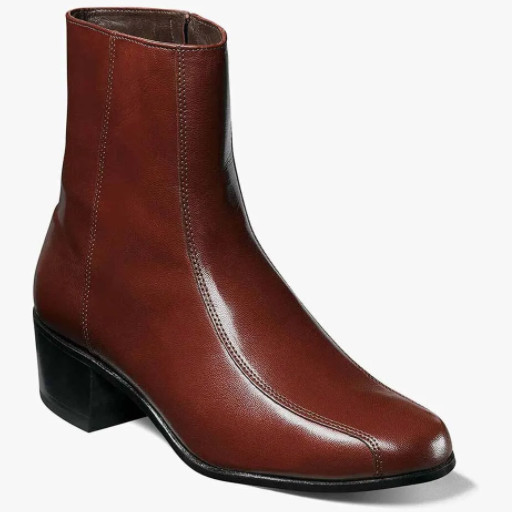Florsheim DUKE 17087-01 Mens Cognac Leather Bike Toe Zipper Dress 