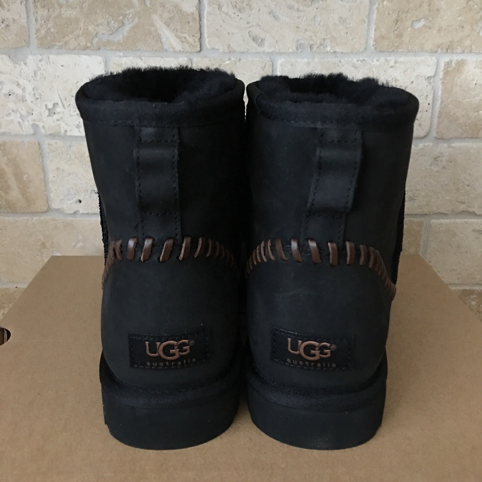 Leather Sheepskin Boots Size 