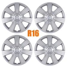 16" inch Set of 4 Silver Wheel Covers Rim Snap On Full Hub Caps fit R16 Tire &