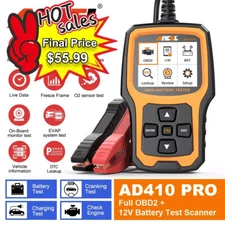 ANCEL AD410 PRO OBD2 Scanner Code Reader 6V 12V Automotive Battery Load Tester