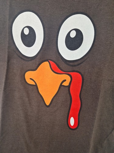 Thanksgiving Turkey Face T-Shirt Men's Medium Short Sleeve Brown NEW - 第 2/2 張圖片