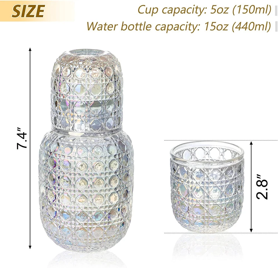 Jarra de agua de cabecera 1 jarra 15,7 oz y 1 vaso 5,4 oz. Foto 3 de 4