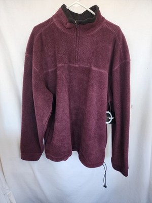 Men's Large Ashford Sport Burgundy Fleece 1/4 Zip Pullover Draw String Bottom