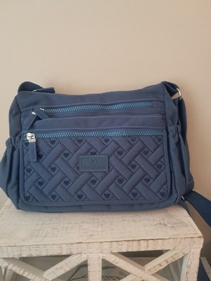 Womans Blue Yuesite Crossbody Bag Adjustable Strap Zip Pockets New Nylon