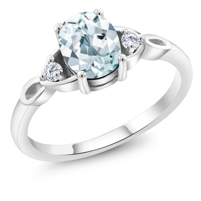 925 Sterling Silver Gemstone Birthstone and White Lab Grown Diamond 3-Stone
