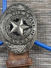The State of Texas Star Buckle With Belt 46 Brown Silver Western Cowboy USA