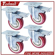 Findmall 4 Pack 4" Heavy Duty Caster Set Wheels All Swivel  Brake Casters