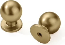 2 Pack Gold Cabinet Knobs Round 1 inch Brushed Brass Zinc Alloy Dresser Knobs...