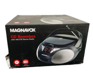 Magnavox MD6924 CD Boombox with AM/FM Radio, Black, A/C or Battery
