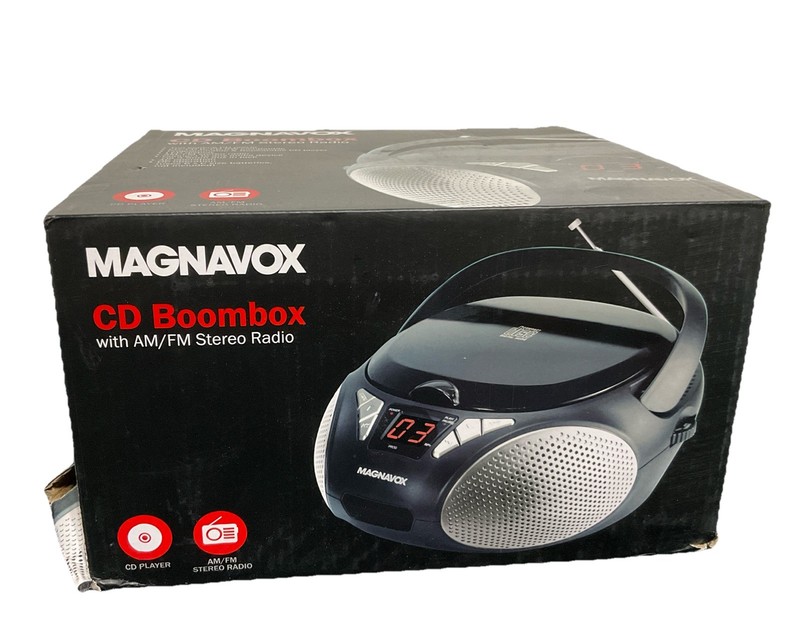 Magnavox MD6924 CD Boombox with AM/FM Radio, Black, A/C or Battery