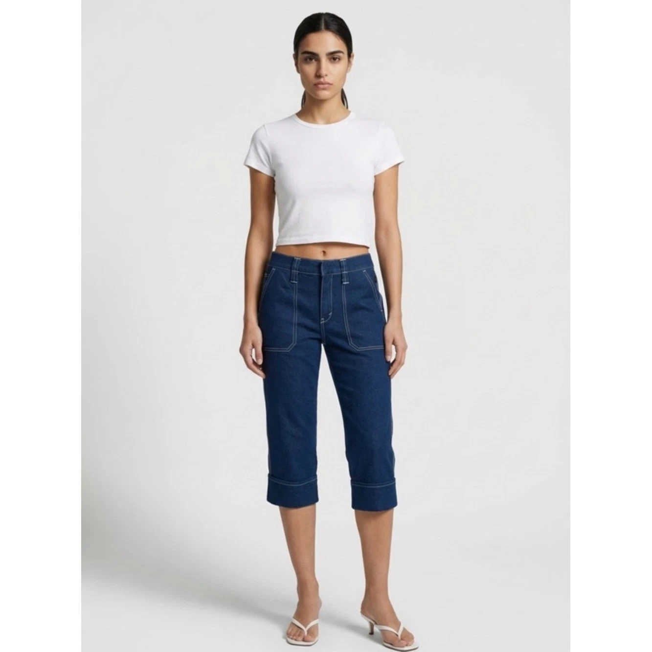 Chloe — Chloe | Circle Stitch Crop Straight Leg Jeans | Women's Size 38 (US 4-6)
