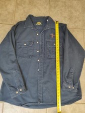 Vintage Cabela’s Made in USA Heavyweight Chamois Blue Button Up Outdoor 2XL Flaw