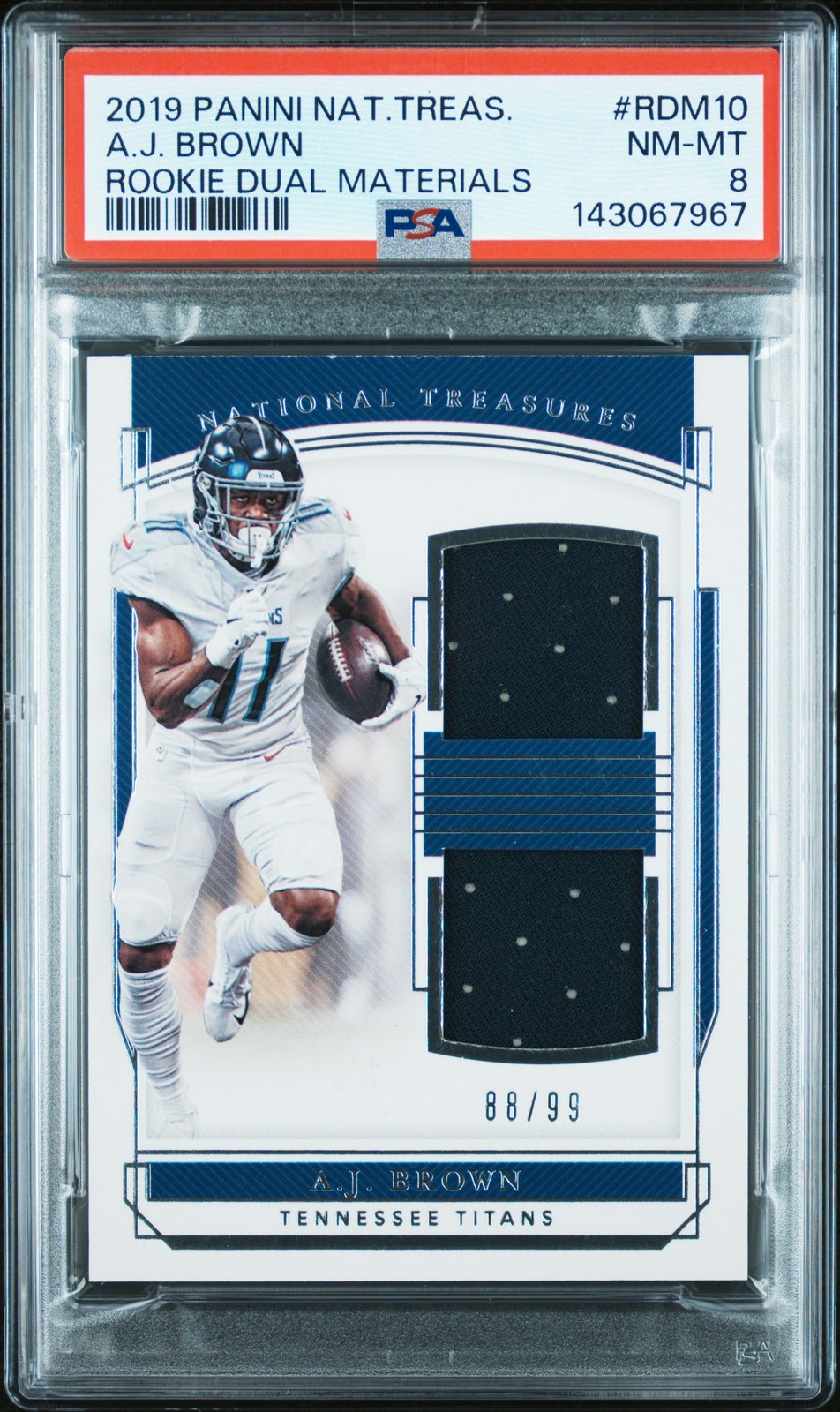 AJ Brown Panini National Treasures Rookie Dual Materials #RDM10 Base