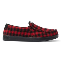 DC Shoes Men's Villain Slip-On Shoes Black/Red Plaid - ADYS100567-KRP, Black/Red