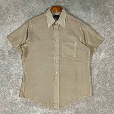Vintage 70s Towncraft JCPenney Mens Tan Short Sleeve Button Up Shirt No Iron L