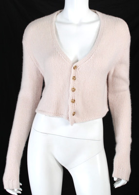 SABLYN Whisper Pink Cashmere Knit BIANCO Cropped Cardigan Sweater XS