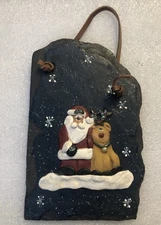Santa & Rudolph Christmas Wall Plaque Sign Decor GS1D23