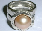 STUNNING~ VINTAGE SHABOOL DIDAE ISRAEL STERLING SILVER PINK PEARL RING- SIZE 6!