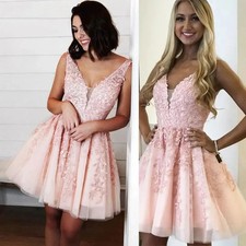 Lace V-Neck Short Homecoming Dresses Appliques A-Line Graduacion Prom Party Gown