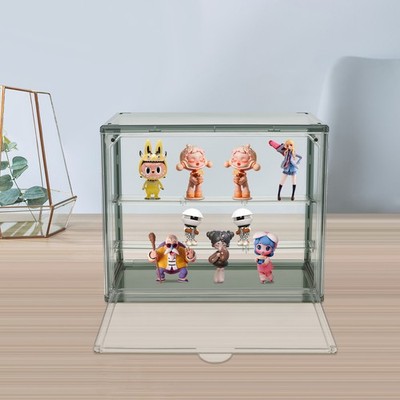 2-Tier PET Display Case 27 × 18 × 21 CM Countertop Storage Green