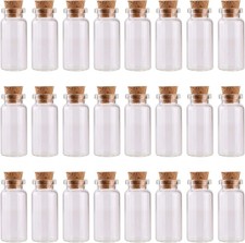 24PCS 10Ml Glass Bottles Mini Vials with Cork Stoppers for DIY Decoration and We