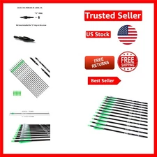 30-Inch Carbon Hunting Arrows - Pack of 12 with Removable Stainless Steel Tips
