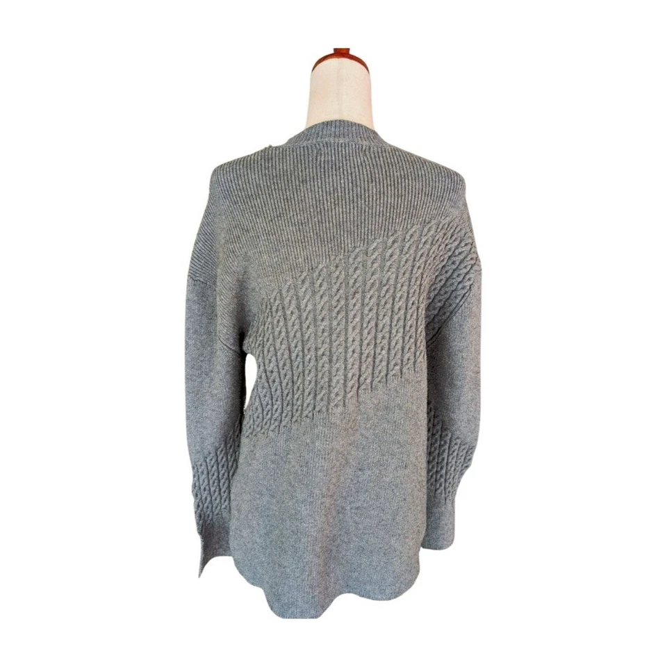Alexander McQueen McQ Gray Wool Blend Cable Knit High Neck Sweater Size Medium - Image 4 of 4