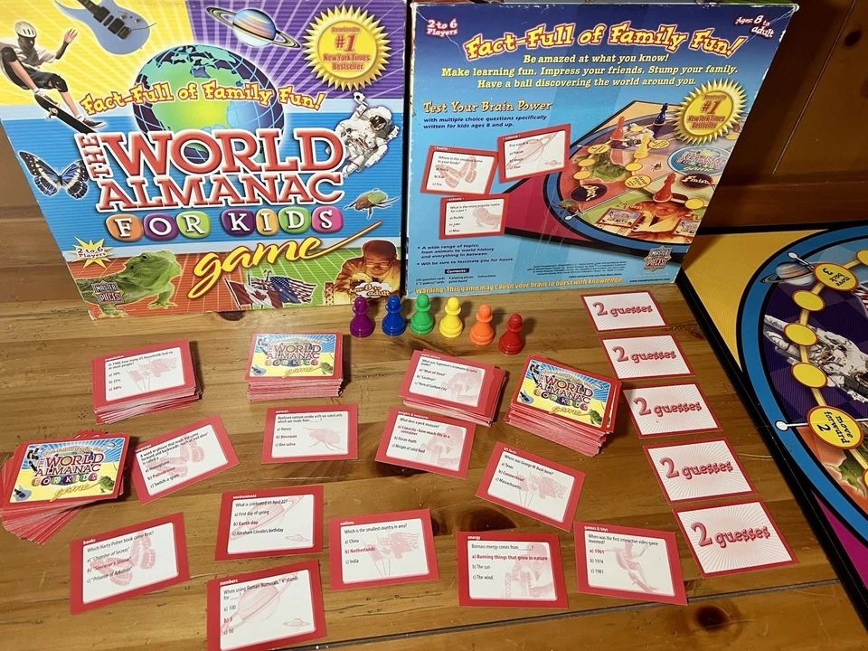 World Almanac Kids Board Game Play Adventure Map Read Family Fun Global Trivia - Image 4 of 4