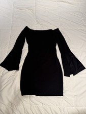 Lulus Black Bell Sleeve Off the Shoulder Mini Party Dress Size S