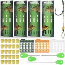 Carp Fishing Hair Rigs Kit,Boilies Fishing Bait Rig Curved Barbed Carp Hook S...